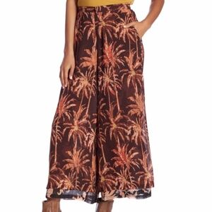 Scotch & Soda Palm Print Wide Leg Pants - Brown, Size S